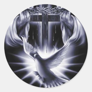 ハト付き白十字 ラウンドシール