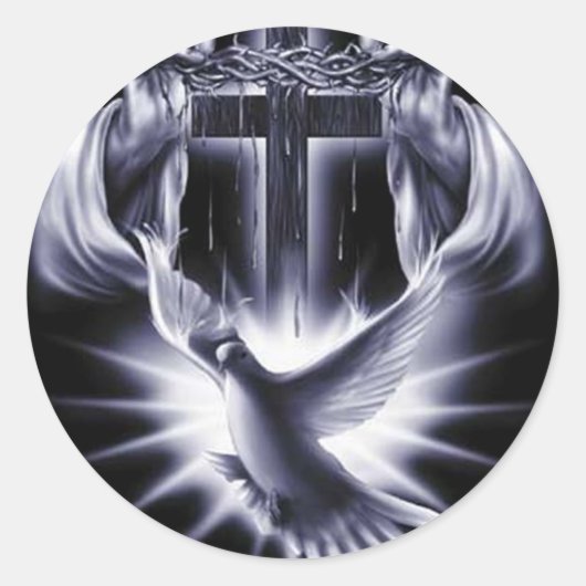 ハト付き白十字 ラウンドシール (正面)