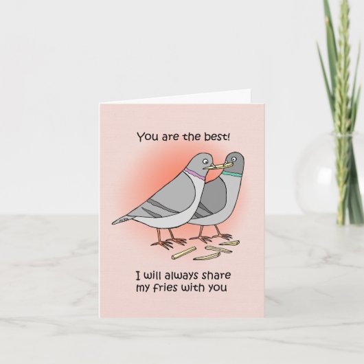 ハト共有フランスの友よおもしろいりありがとう カード (正面)