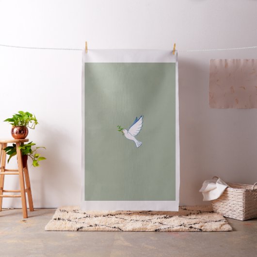 ハト和平オ飛んでいるリーブの枝 ファブリック (インサイチュ)