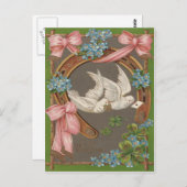 ハト忘れベメ鼻の蹄四葉クローバー ポストカード (正面/裏面)