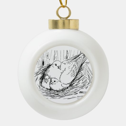 ハト科 セラミックボールオーナメント (正面)