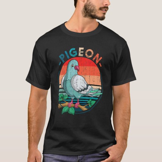 ハト飼育動物鳥レトロハト1 Tシャツ (正面)