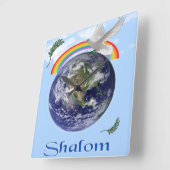 ハト・オブ・ピース  スクエア壁時計 (傾斜)