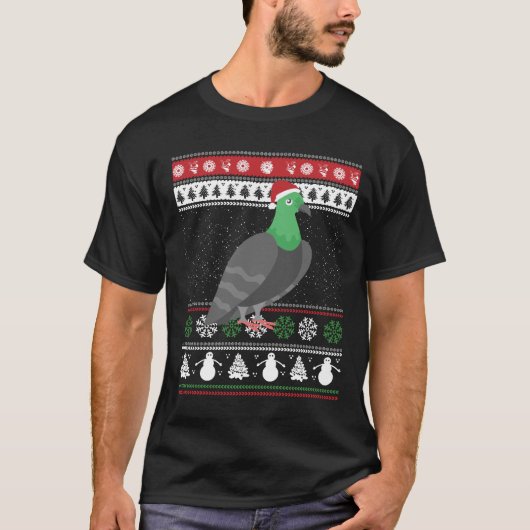 ハト – クリスマスハトの醜いクリスマス Tシャツ (正面)