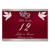 ハト&ハート – ブルゴーニュ/シルバーテーブル番号 テーブルナンバー (裏面)