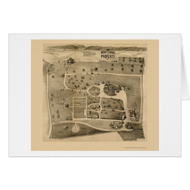 ハドソンのPeekskill、NYのパノラマ式の地図- 1890年 (正面横)