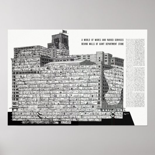 ハドソンズデトロイト切り出し建物 ポスター (正面)