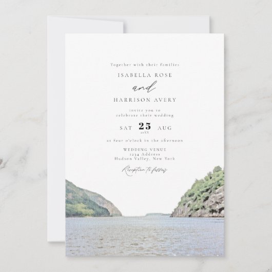 ハドソンバレーウォーターカラーニューヨークス結婚カイラインズ 招待状 (正面)