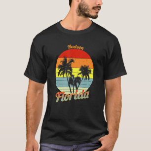 ハドソンフロリダレトロトロピカルパームツリーズバケーション Tシャツ
