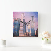 ハドソンヤードマンハッタンニューヨークシティスケープ スクエア壁時計 (ホーム)