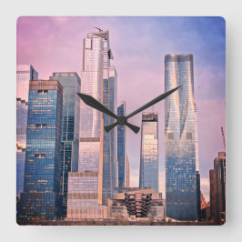 ハドソンヤードマンハッタンニューヨークシティスケープ スクエア壁時計