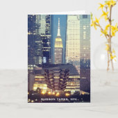 ハドソンヤード(Vessel)エンパイアステート建物, NYC カード (黄色い花)