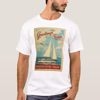 ハドソンリバーバレーシルボートヴィンテージトラベルNY Tシャツ