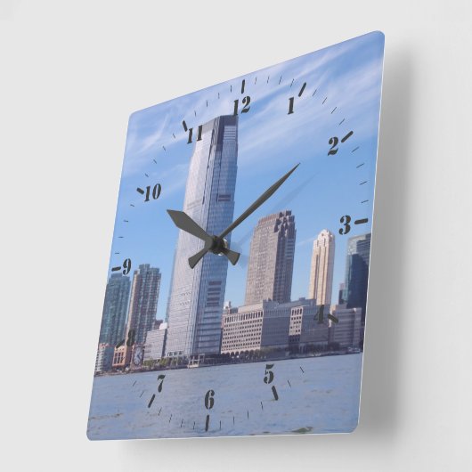 ハドソン川からジャージーの街のスカイラインまで スクエア壁時計 (傾斜)