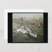 ハドソン川に浮かぶ第二次世界大戦の戦艦ヴィンテージ ポストカード (正面/裏面)