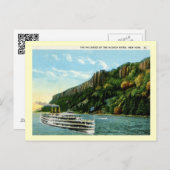 ハドソン川のパリサード, NY 1920sヴィンテージ ポストカード (正面/裏面)