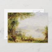 ハドソン川のビュー、c.1840-45 (パネルの油) ポストカード (正面/裏面)