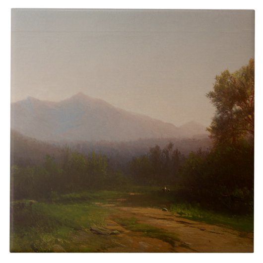 ハドソン川の景色、c.1860-5 (キャンバスの油) タイル (正面)