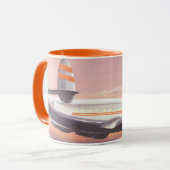 ハドソン川を飛行するヴィンテージ飛行機、ニューヨーク市 マグカップ (正面左)