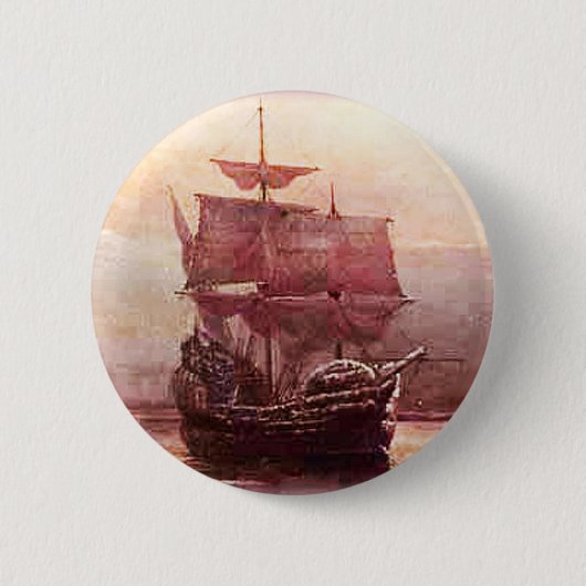 ハドソン港のMayflower 缶バッジ (正面)