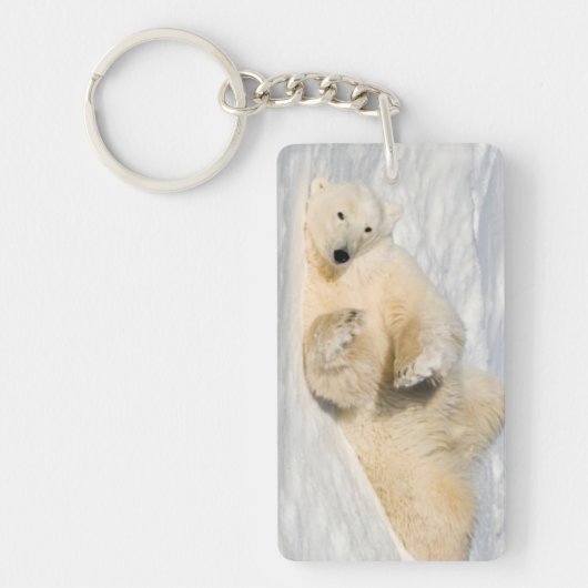 ハドソン湾近くのホッキョクグマ キーホルダー (正面)