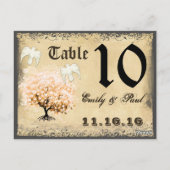 ハドブサンゴハートリーフツリーテーブル番号カード ポストカード (裏面)