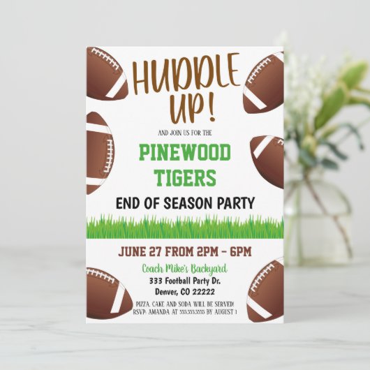 ハドルアップサッカーチームパーティの招待状 招待状 (スタンド正面)