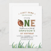 ハドルアップフットボール1st誕生日パーティー 招待状 (正面/裏面)