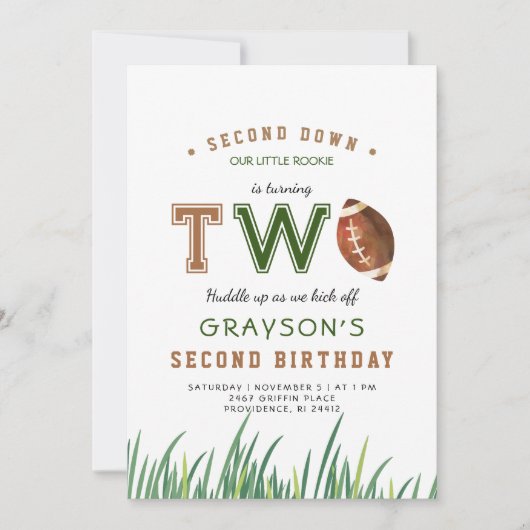 ハドルアップフットボール2nd誕生日パーティー 招待状 (正面)