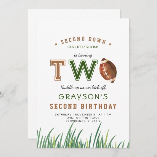 ハドルアップフットボール2nd誕生日パーティー 招待状 (正面/裏面)