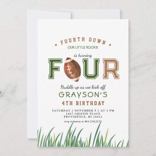 ハドルアップフットボール4th誕生日パーティー 招待状 (正面)