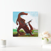 ハドロザウルス恐竜 スクエア壁時計 (ホーム)