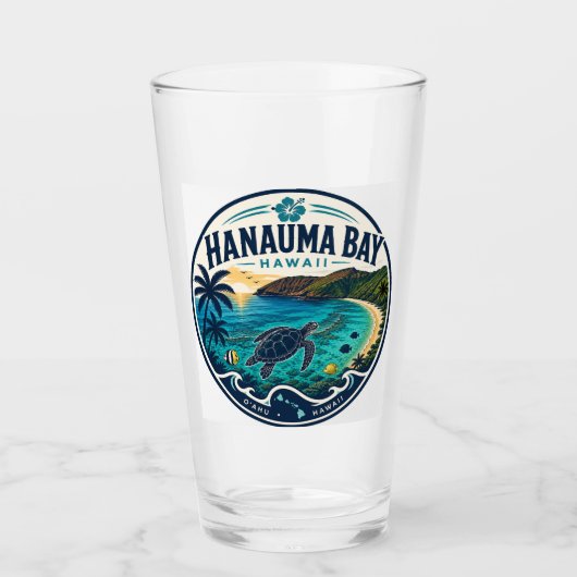 ハナウマ湾ハワイリトロトラベルロゴ タンブラーグラス (正面)