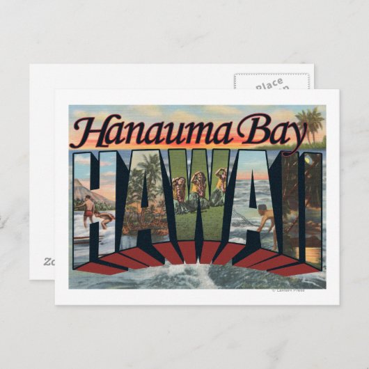 ハナウマ湾、ハワイ - 大文字のシーン ポストカード (正面/裏面)