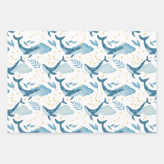 ハナガスクジラの子どもたちを包む紙 ラッピングペーパーシート (正面2)