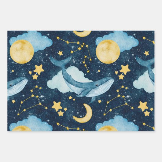 ハナガスクジラの子どもたちを包む紙 ラッピングペーパーシート (正面)