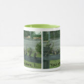 ハナガドリの木の上に浮かぶ鳥の言葉がマグカップ マグカップ (中央)