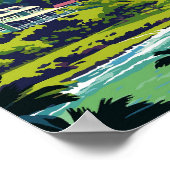 ハナハワイアートヴィンテージトラベルイラストレーション ポスター (角)