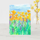 ハナビシソウのハッピーバースデー カード (黄色い花)