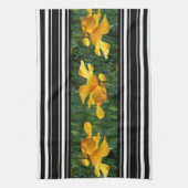 ハナビシソウの花のストライプな台所手タオル キッチンタオル (縦)