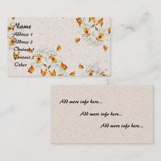 ハナビシソウの野生の花によっては名刺が開花します 名刺 (正面/裏面)