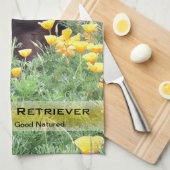 ハナビシソウパッチの写真撮影のラブラドール犬 キッチンタオル (四つ折り)