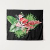 ハナホウ！黒ハワイアン花 タペストリー (正面(横))