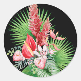 ハナホウ！黒ハワイアン花 ラウンドシール