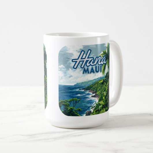 ハナマウイハワイロードトゥハナビーチコーストレトロ コーヒーマグカップ (正面右)