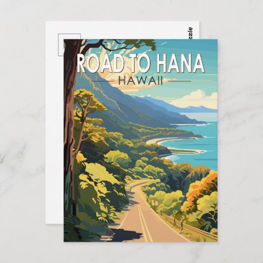 ハナマウイハワイ旅行アートヴィンテージへの道 ポストカード (正面/裏面)