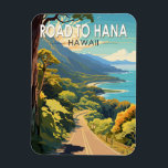 ハナマウイハワイ旅行アートヴィンテージへの道 マグネット<br><div class="desc">ベクターアートスタイル。ハナハイウェイは64.4マイルの長さのハワイ航路36、360号線で、カフルイと東マウイのハナの町を結んでいる。</div>