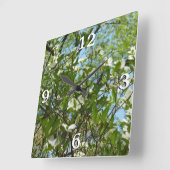 ハナミズキの枝春 スクエア壁時計 (傾斜)