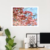 ハナミズキの花のアートプリント 植物画 ポスター (ホームオフィス)